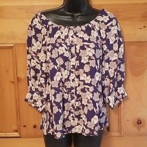 Sanctuary S Floral Off The Shoulder Button Front Blue Blouse NWT